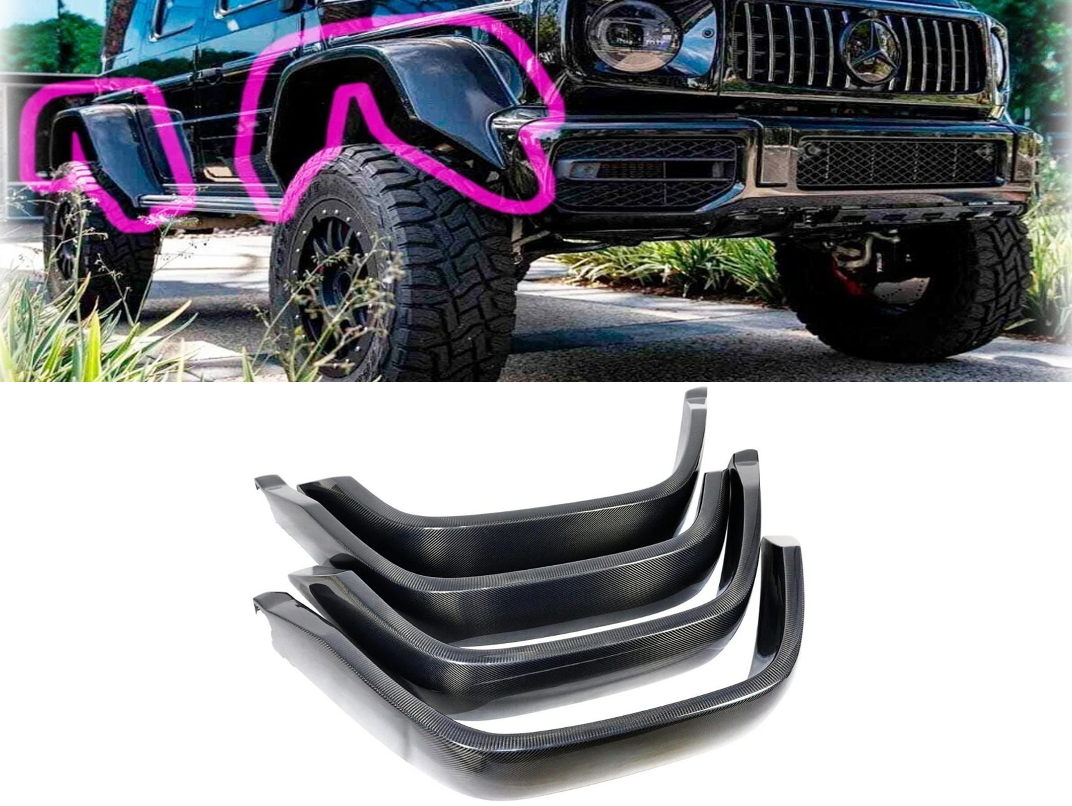 Mercedes-Benz W463a W464 4x4 Carbon Fender Flares 25cm